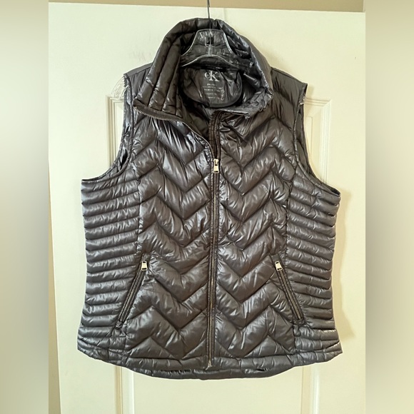 Calvin Klein Jackets & Blazers - Calvin Klein Women's Metallic Gray Quilted Premium Down Vest Size XXL